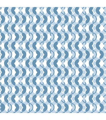 Stitch & Sparkle Waves on Cerulean Cotton Fabric