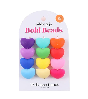 12ct Bright Heart Silicone Beads by hildie & jo