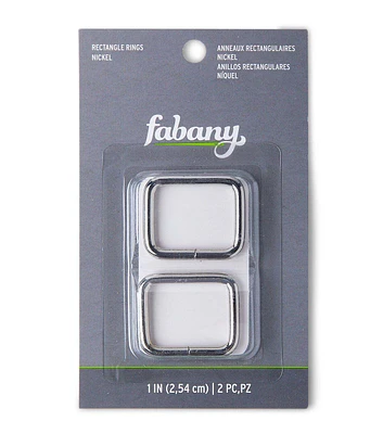 1" Nickel Rectangle Rings 2ct by Fabany