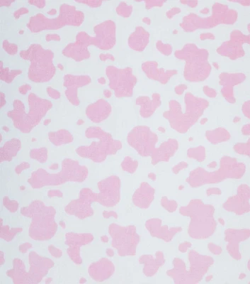 Pink Cow Print Sew Lush Fleece Fabric