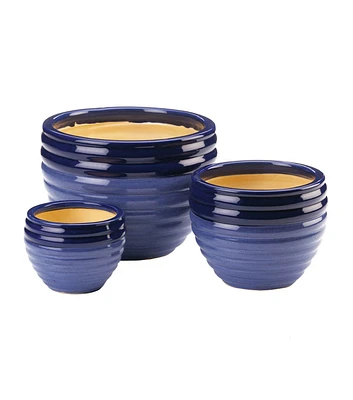 Zingz & Thingz Ceramic Planter Set - Duo Blue Tone