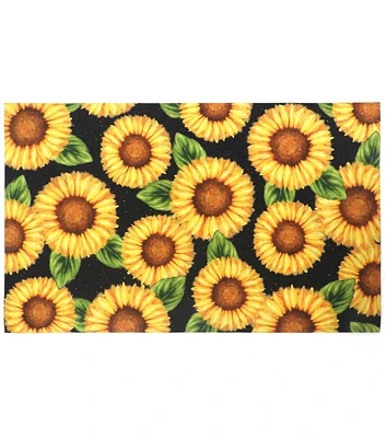 30" x 18" Fall Sunflowers on Black Rubber Doormat by Place & Time