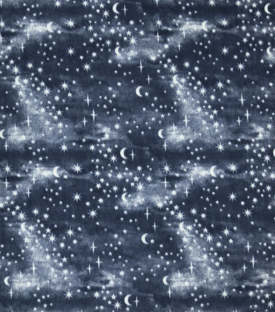 Blue Night Sky Anti Pill Fleece Fabric