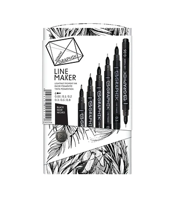 Derwent Graphik 6 Piece Line Painter Set Black