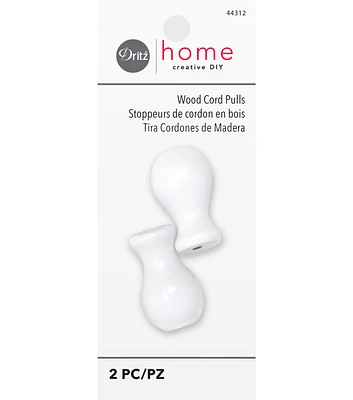 Dritz Home Wood Cord Pulls, 2 pc, White