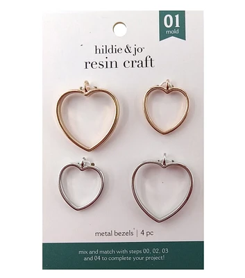 4ct Silver & Gold Heart Metal Open Resin Bezels by hildie & jo