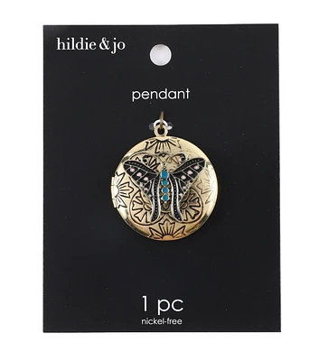 1" Gold Locket With Butterfly Pendant by hildie & jo