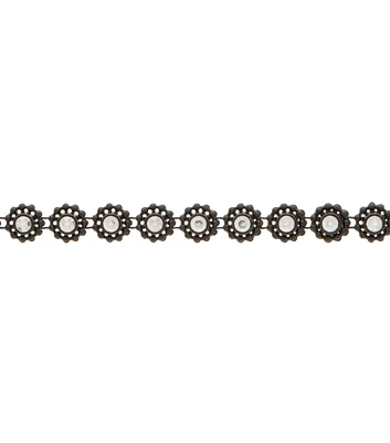 Simplicity Round Plastic Rhinestone Trim 0.38'' Black