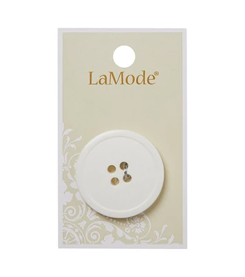 La Mode 1 1/4" White Round 4 Hole Button