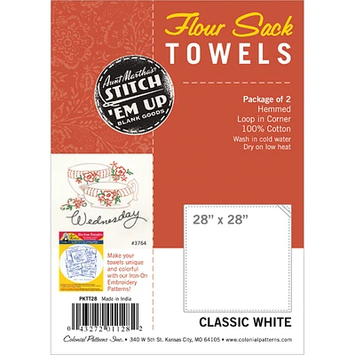 Stitch 'Em Up 28" x 28" Flour Sack Towel Embroidery Fabric 2pk