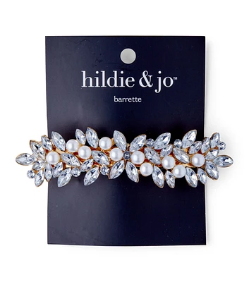 Gold Pearl & Rhinestone Flower Barrette by hildie & jo