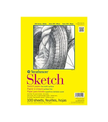 Strathmore Sketch Paper Pad 300 Series 9"x12" 100 Sheets