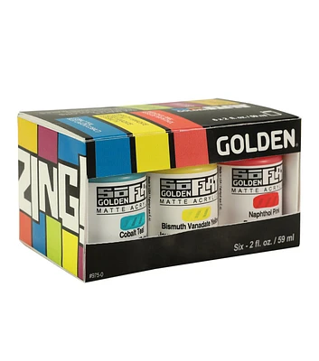 Golden Zing Soflat Matte Acrylic Paint Set of 6