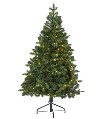 Nearly Natural 5' Pre Lit Grand Teton Spruce Flatback Christmas Tree