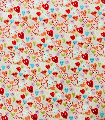 Pink All Over Hearts Foil Cotton Interlock Knit Fabric by POP!