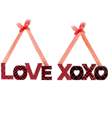 Northlight 8" Valentine's Day Red Wood LOVE & XOXO Wall Art