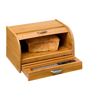 Honey Can Do 16" x 9.5" Natural Bamboo Bread Box With Cutting Board