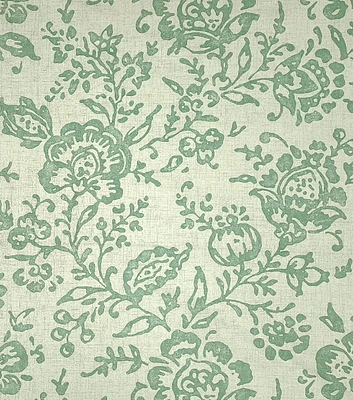 New Folk Trailing Vines on Green Christmas Cotton Canvas Fabric