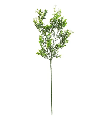 31'' Boxwood Branch With White Flowers by Bloom Room