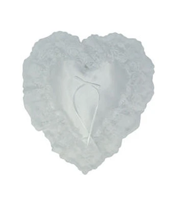 OASIS Atlantic Heart Pillow 12" White Lace Ruffle