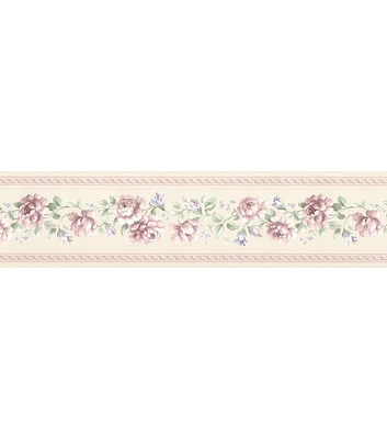 Floral Trail Wallpaper Border, Pink Sample