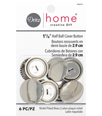 1-1/8" Half Ball Cover Button, 6pc