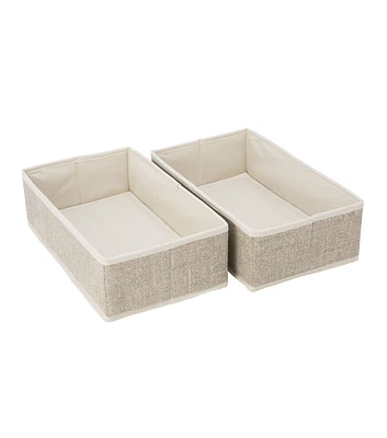 Simplify 12" x 7" Faux Jute Rectangular Compartment Drawers 2pk