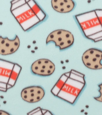 Cookies & Milk on Blue Blizzard Fleece Fabric