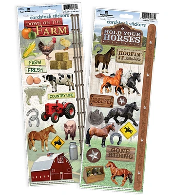 Paper House Horse Farm Cardstock Sticker 2pk