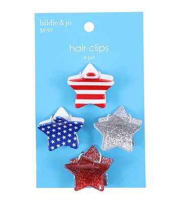 4ct Patriotic Red White & Blue Star Hairclips by hildie & jo