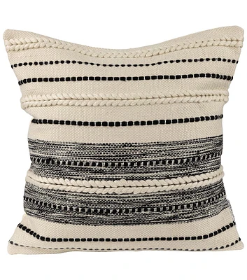 Northlight 20" Summer Cream & Black Handloom Woven Indoor Pillow