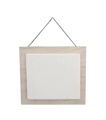 Park Lane Small Wood & Ceramic Square Wall Decor