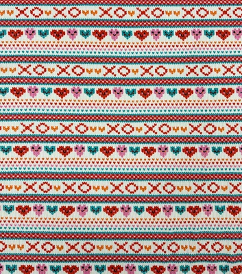 Red Valentine's Day Fair Isle Heart Waffle Knit by POP!