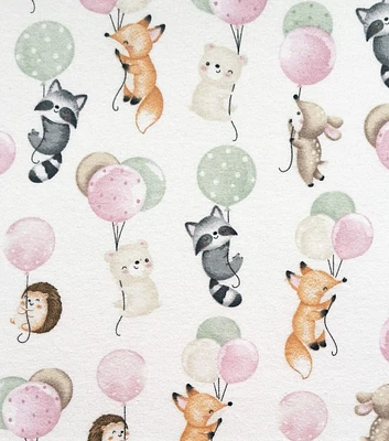 Balloon Animals on Cream Nursery Flannel Fabric