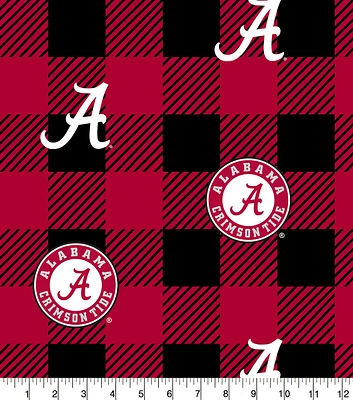 Alabama Crimson Tide Fleece Fabric Buffalo Check