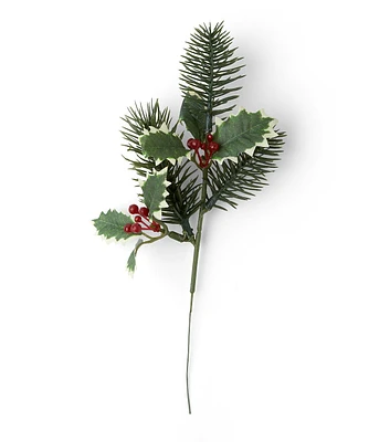 9" Christmas Red Berry & Pine Leaf Pick I12 by Bloom Room