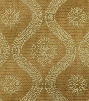 Covington Gold Medallion Jacquard Polyester Blend Upholstery Fabric