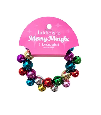 1pc Christmas Multicolor Festive Bell Stretch Bracelet by hildie & jo