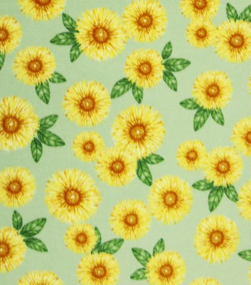 Dandelion on Green Anti Pill Plush Fleece Fabric