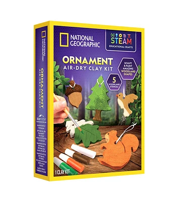 National Geographic Ornament Air Dry Clay Kit With 5 Woodland Stencils