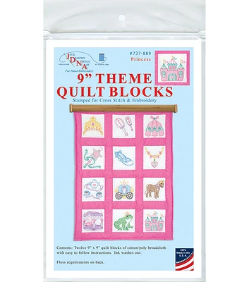 Jack Dempsey 9" Princess Stamped Quilt Blocks 12ct