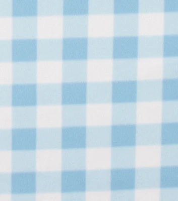 Blue Gingham Blizzard Fleece Fabric