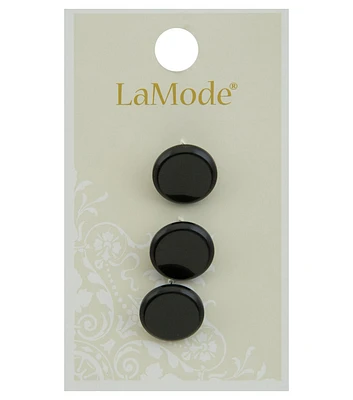 La Mode 9/16" Black Round Shank Buttons 3pk