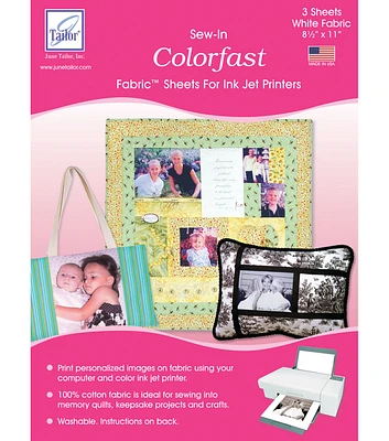 June Tailor Colorfast 9.5" x 11" White Sew In Ink Jet Fabric Sheets 3pk