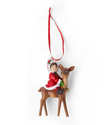 4" Christmas Deer With Girl Ornament by Place & Time