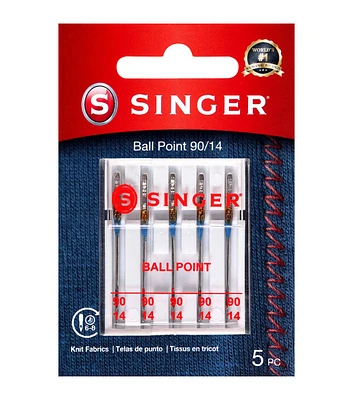 SINGER 90/14 Ball Point Sewing Machine Needles 5pk