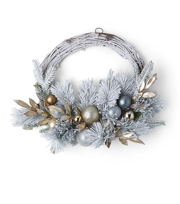 27" Christmas Silver Pine With Berry & Bauble Wreath by Bloom Room