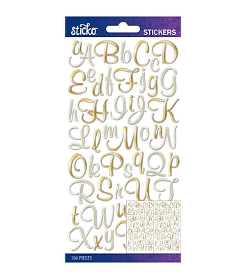 Sticko Stickers Gold Foil Script Alphabet