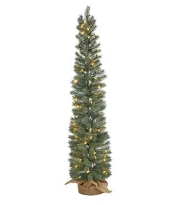 Nearly Natural 4' Pre Lit Pine Christmas Tree With Burlap Base