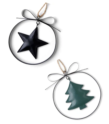 6" Christmas Assorted Tree Star Circle Iron Ornament 1pc by Place & Time